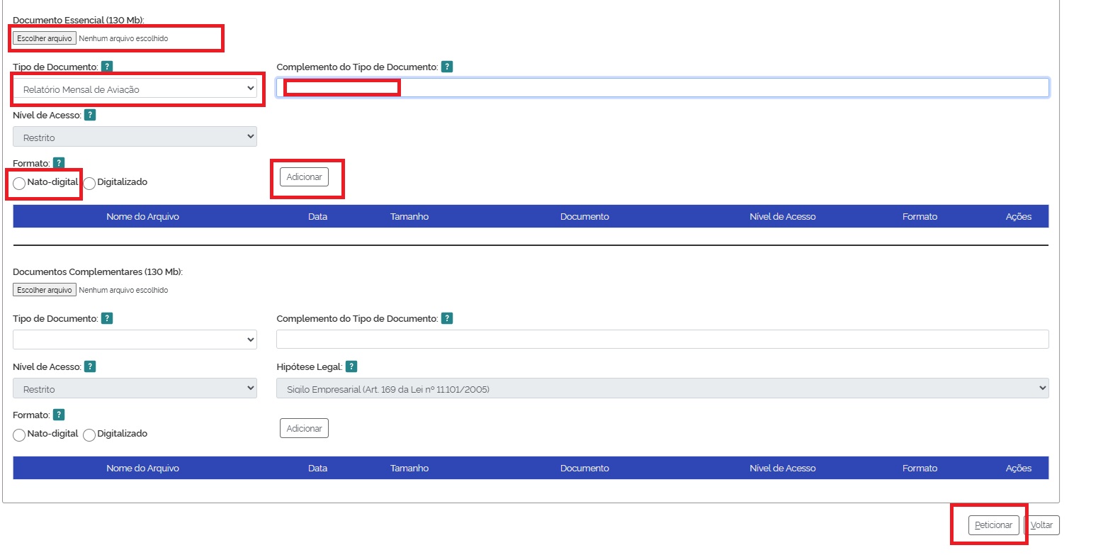 Upload da planilha do MAPA