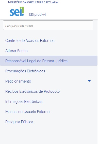 Opção Pessoa Jurídica no SEI