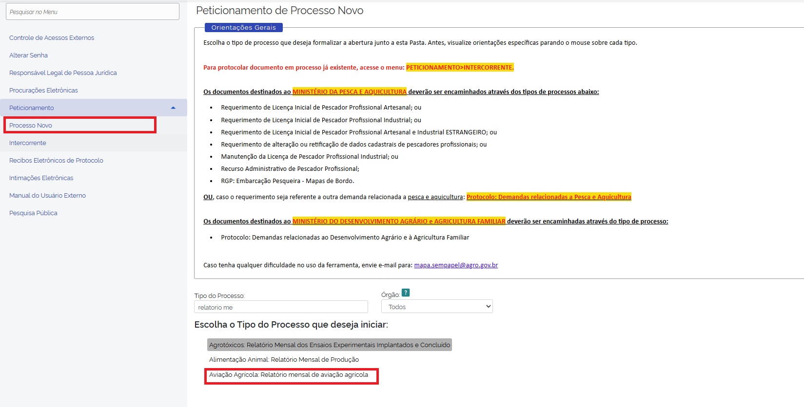 Criar novo processo no SEI
